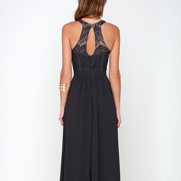 Lulu’s Optimum Opulence Dark Blue Grey Maxi - Picture 2 of 6